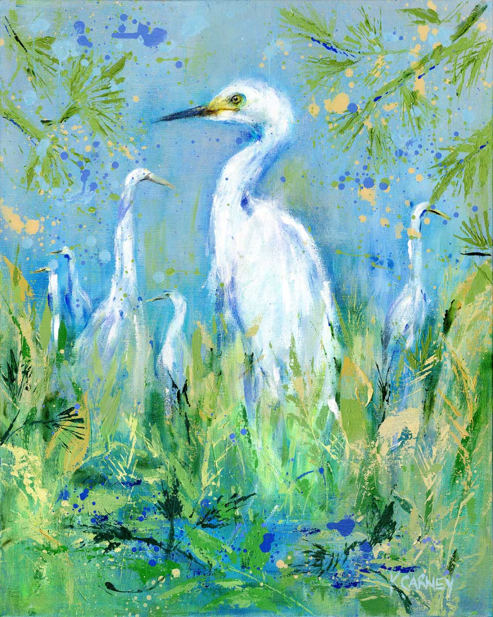 Emerging Egrets - Acrylic - 24 x 30
